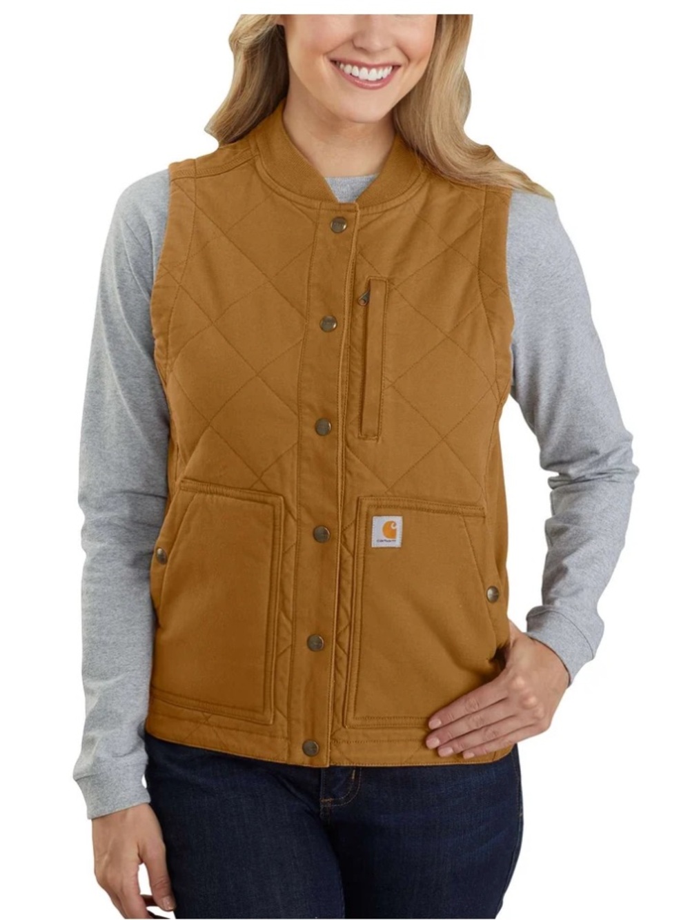 Carhartt Women's Rugged Flex Relaxed Fit Canvas Insulated Rib Collar Vest XS